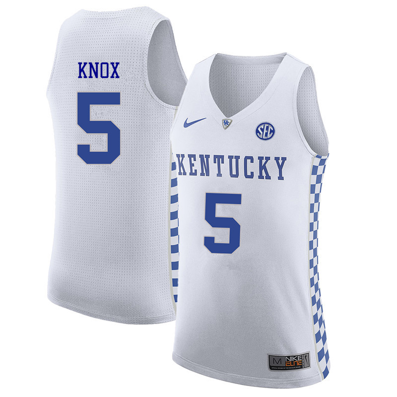 Men Kentucky Wildcats #5 Kevin Knox College Basketball Jerseys Sale-White